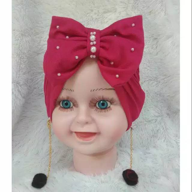 Turban bayi anting pompom 0-2 tahun / TURBAN BABY ANTING POMPOM / HEADBAND BAYI POMPOM ANTING