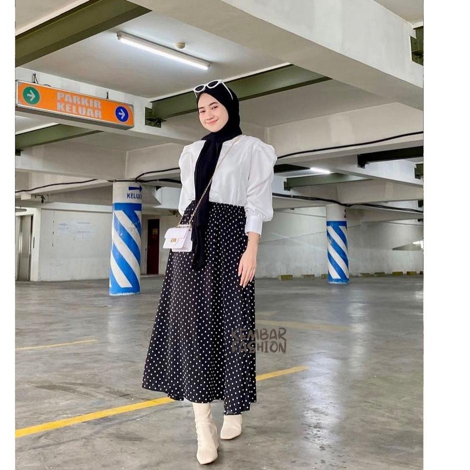 BIM.331171 ‣ ROK POLKADOT PANJANG WANITA / ROK MOTIF POLKA / ROK WANITA2022 / SIZE JUMBO