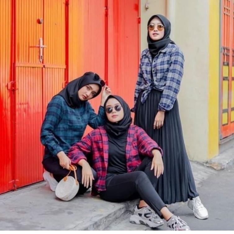 Kemeja Flanel Wanita Premium Lengan Panjang Kemeja Wanita Motif Kotak kotak Unisex Casual Kameja Fla