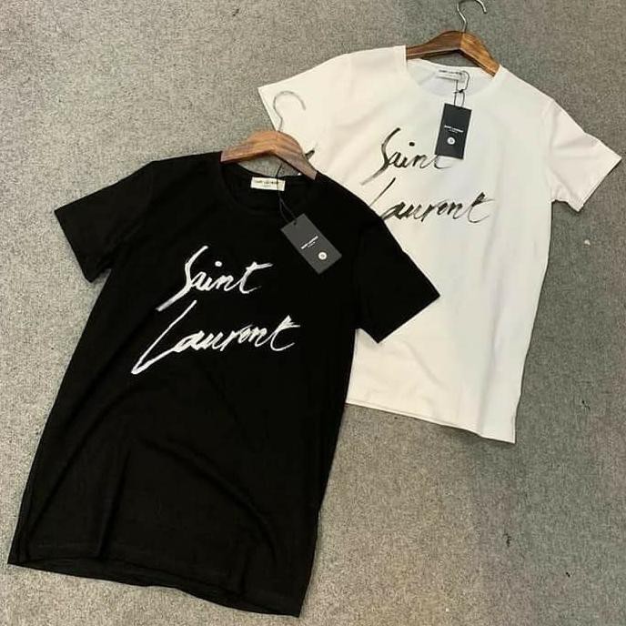 Kualitas Terbaik kaos tshit pria saint laurent mirror 1:1 Quality - Putih, M MURAH