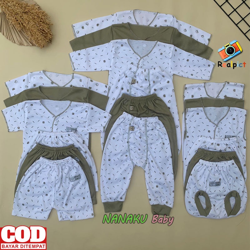 Isi 18 PCS Paket Lahiran Gift Set Baju Celana Bayi Baru Lahir Usia 0-3 Bulan Serian Army - Anababy