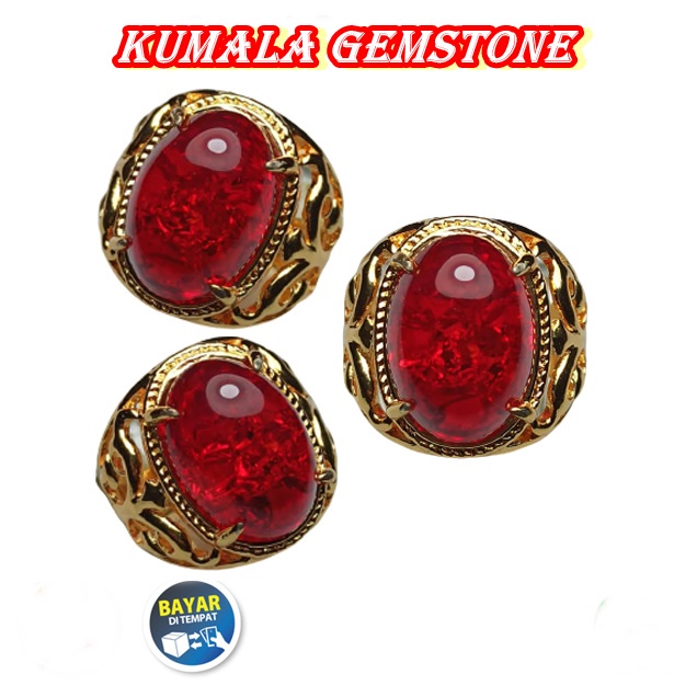 Cincin Batu Akik Merah Siam Pecah Seribu Size Kantoran