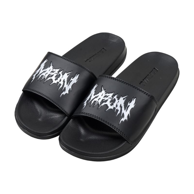 sandal slip on black hitam MRJN | sendal empuk terbaru murah bayar ditempat cod