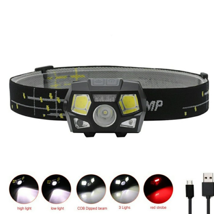 Headlamp Senter With Sensor &amp; Rechargeable USB 10000 Lumens Waterproof