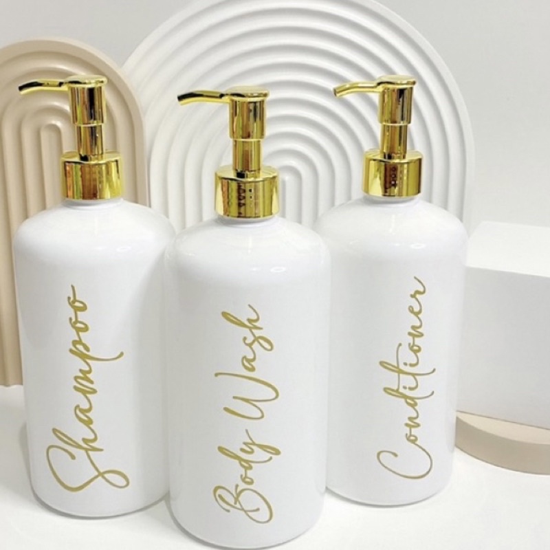 BOTOL 500ML SABUN WADAH SHAMPOO AESTHETIC ORGANIZER REFILL REFIL EXCLUSIVE ELEGANT PUMP LOTION GOLD CLIP OIL N24 PET WHITE GOLD BOTOL PUTIH 500 ML