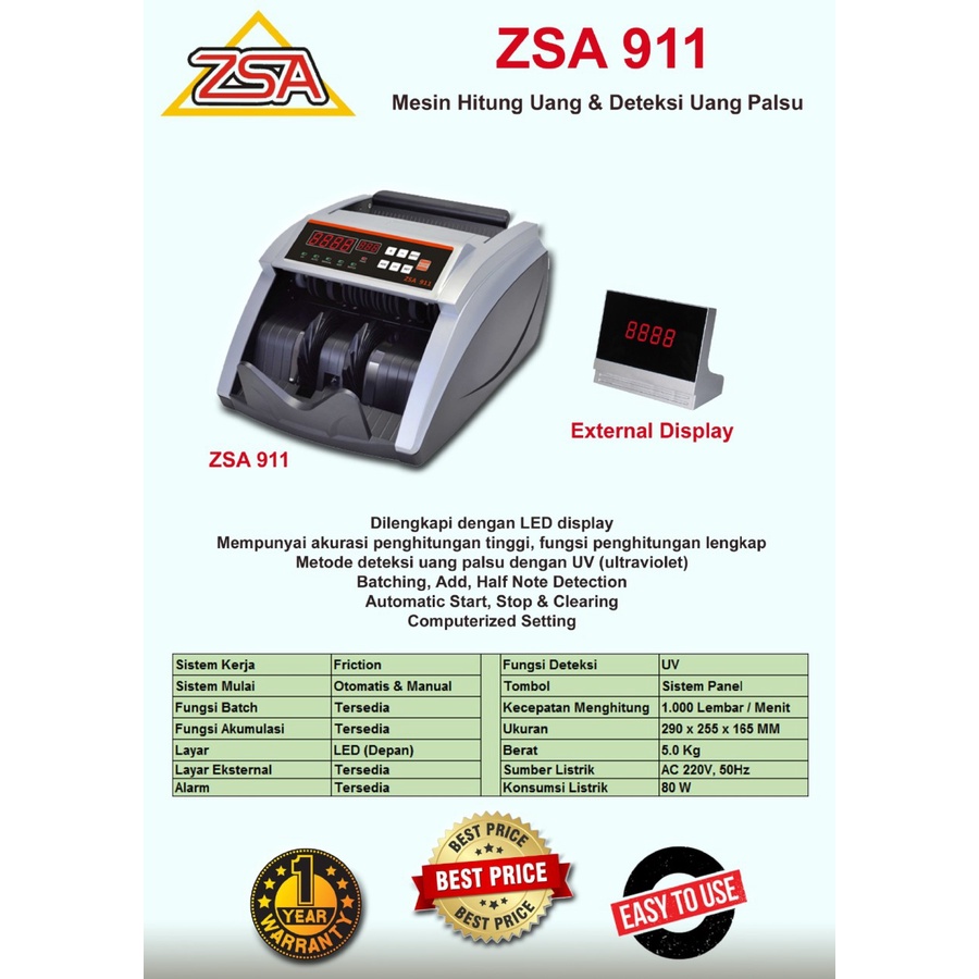 MESIN PENGHITUNG UANG | ZSA 911 | ORIGINAL | GARANSI RESMI