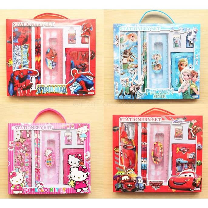

Top!! Paket Set Alat Tulis Anak Sekolah Motif Karakter Kartun Box 7In1