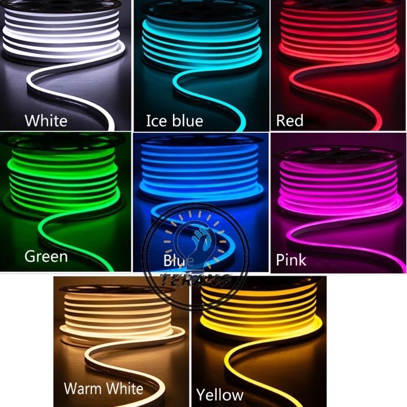 Foto Paket Lampu Neon Flex 220v 1m 2m 3m 4m 5m 5 meter Led Selang Fleksibel 220v Warna Neon Box Outdoor ip65 Huruf DIY 220v strip