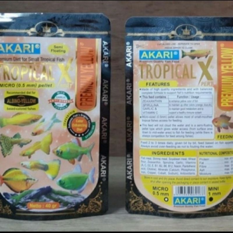 pelet akari premium yellow tropikal Xpert xpert semi floating 40gr