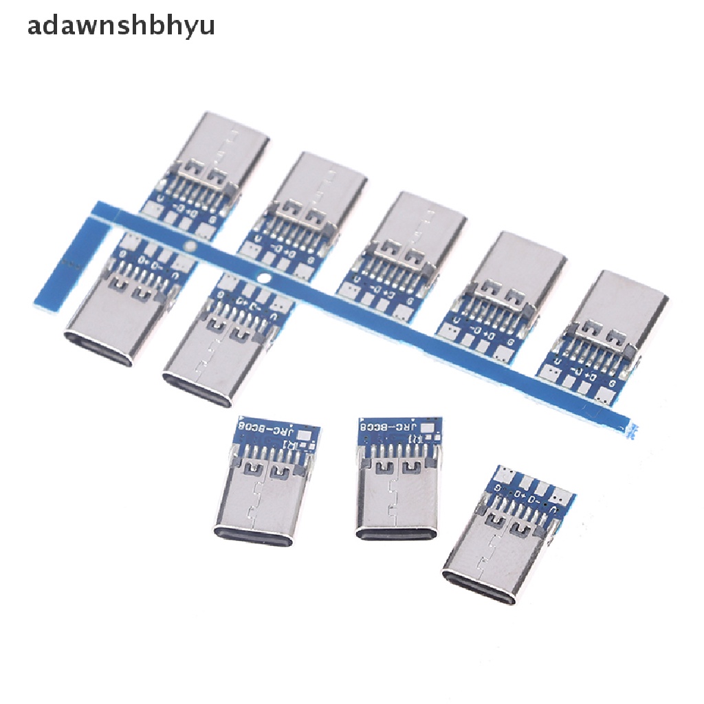 Adawnshbhyu 10pcs Konektor USB 3.1 Tipe C 14pin Female Socket Wadah Lubang Melalui Lubang