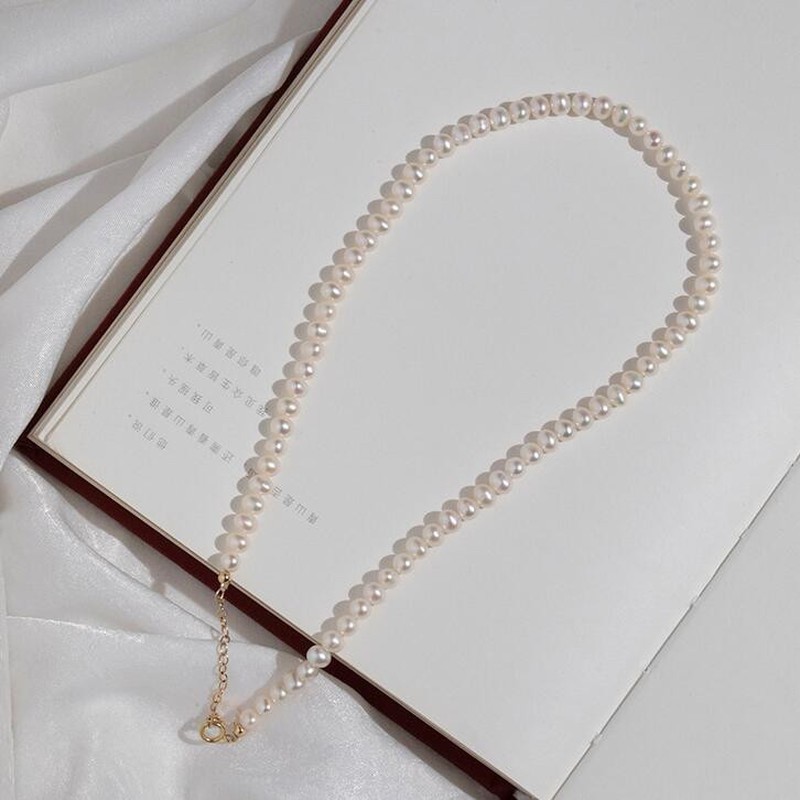 [ACKER] Retro Elegan Lady Pearl Beaded Choker Kalung Pendek untuk Wanita Pesta Pertunangan Pernikahan