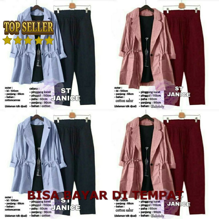 Cod Set Setelan Wanita / Baju Setelan Wanita Import ( Baju+Celana ZH772 Setelan Baju Kerja Wanita S