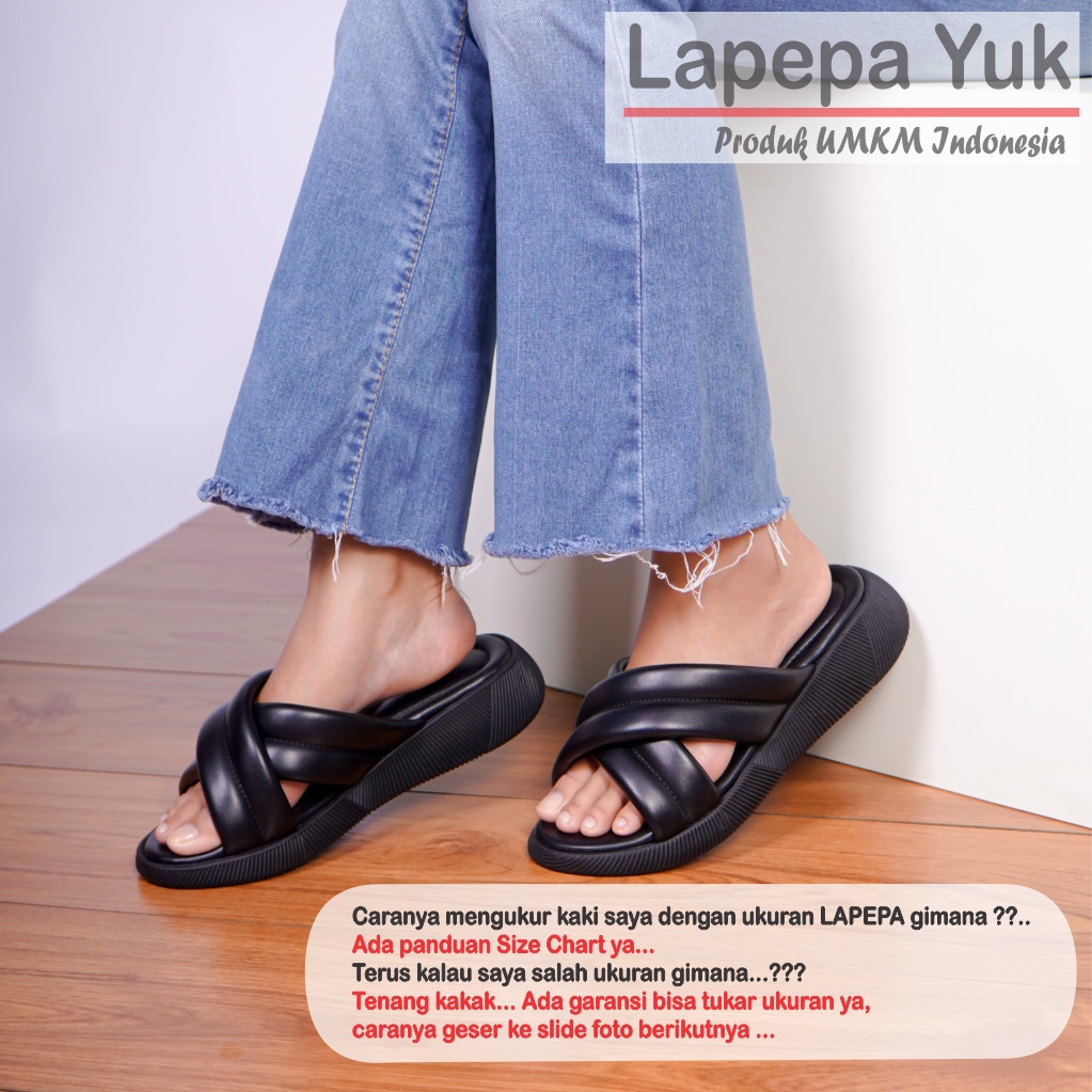 LAPEPA YUK - Sandal Wanita Wedges NADHIRA ALL COLOR Sendal Cewek Platform Kondangan Hak Tinggi 3cm Model Silang 2 Size 36 37 38 39 40 41 Pergi Jalan Casual Santai Rumah Slop Warna Hitam Selop Premium Original Kekinian Terbaru Shoes ORI Mall Official Store