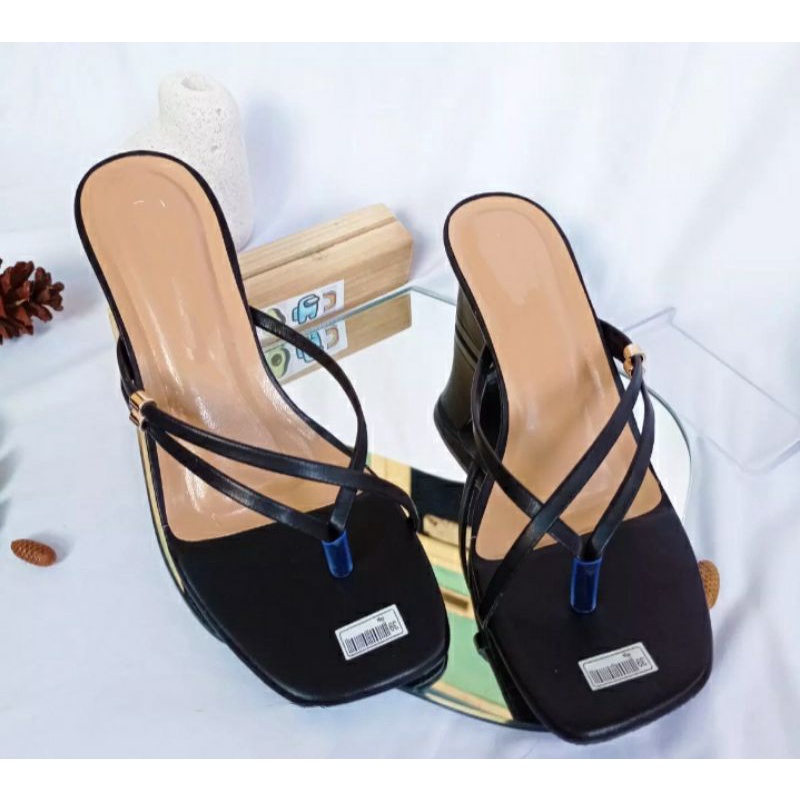 sandal heels jepit silang terbaru / heels terbaru korean style / sandal heels wanita simple elegan /