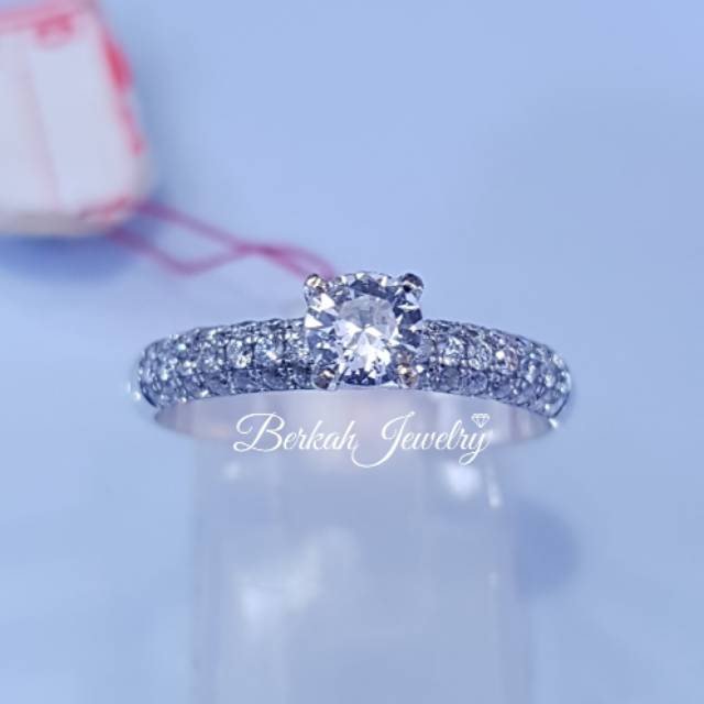 Cincin solitaire emas berlian tengah 0,30 carat asli natural diamond