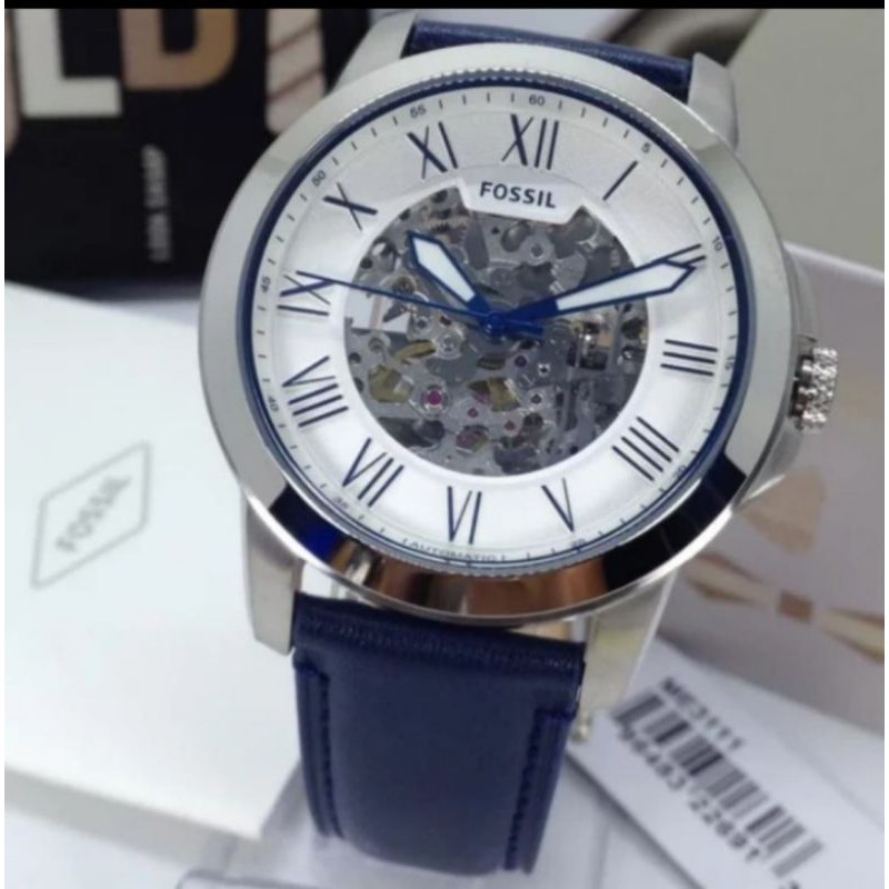 Jam Tangan Pria Merek Fossil ME3111 ME 3111 Navy Automatic Original Fullset