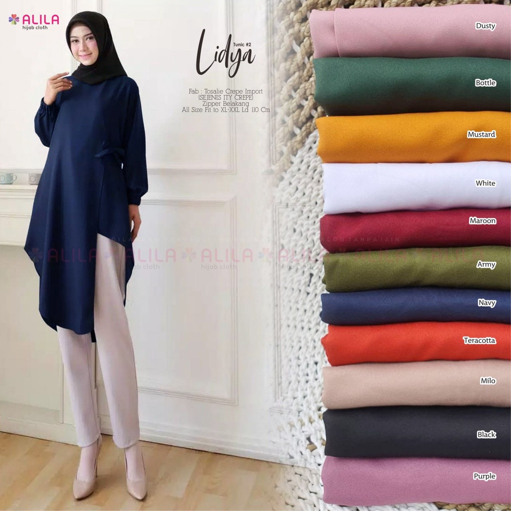 LIDYA TUNIK #2 POLOS BAHAN TOSALIE ORIGINAL ALILA