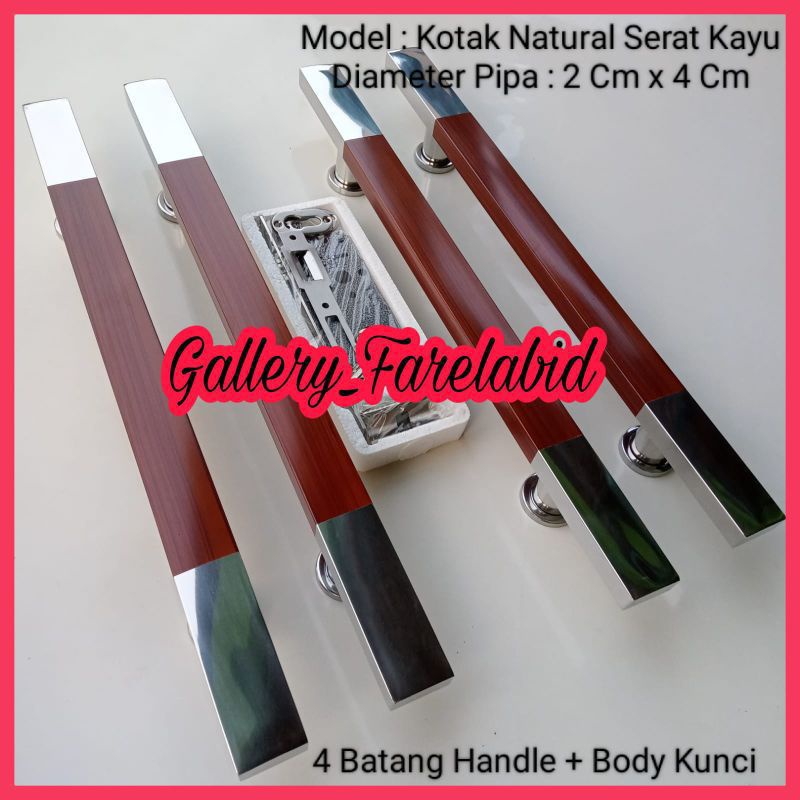 1 Meter Handle Pintu Rumah Stainless Steel Kotak 100 Cm Set Body Kunci Gagang Pintu Rumah Modern Pegangan Pintu Kupu Tarung Tarikan Pintu Rumah Minimalis