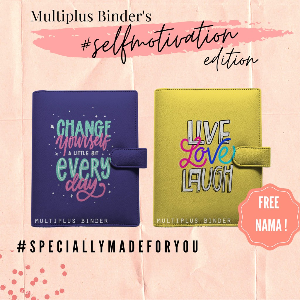 Jual Binder A5 / B5 / A6 Quotes Custom #selfmotivation Edition Free