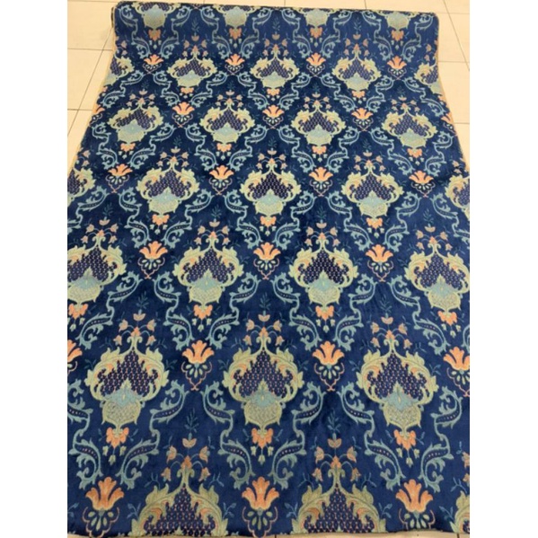 ~Clearence Stok Kain Tapestry Biru | Kain Sofa Old Lebar135cm | Motif Damask Fabric  | Kain Biru | B