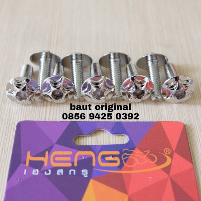 Baut payung probolt flower star silver stainless 6x20 drat 10 panjang 2 cm original heng thailand