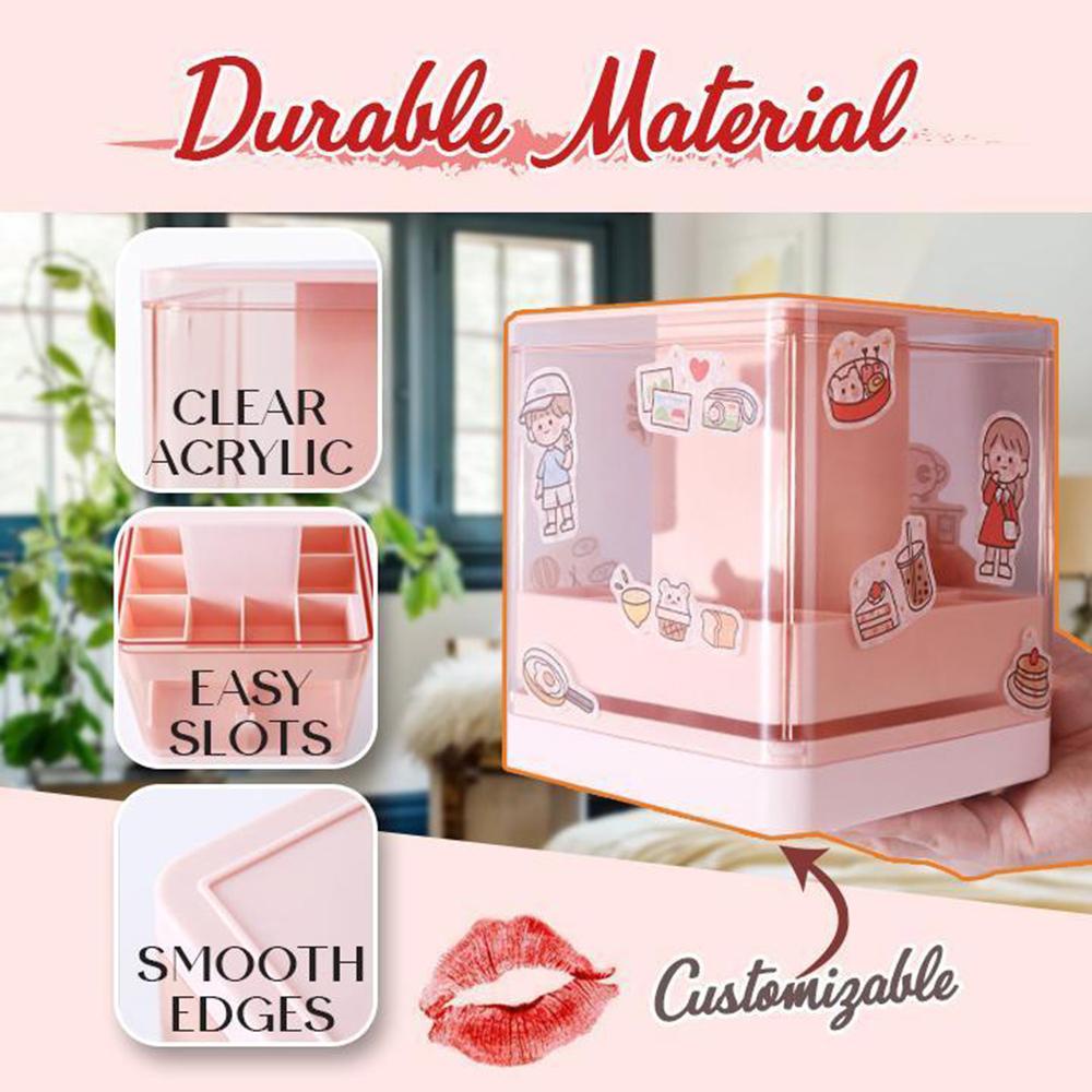 [Elegan] Press Lift Lipstik Kotak Penyimpanan Fashion Penjualan Panas Tahan Debu Alat Kosmetik Lipstick Stand Case Desain Baru Kotak Lipstik