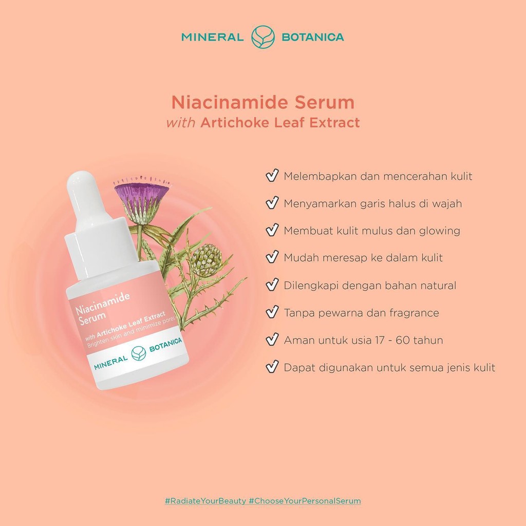 Mineral Botanica Niacinamide Serum Wajah with Artichoke Leaf Extract 20ml