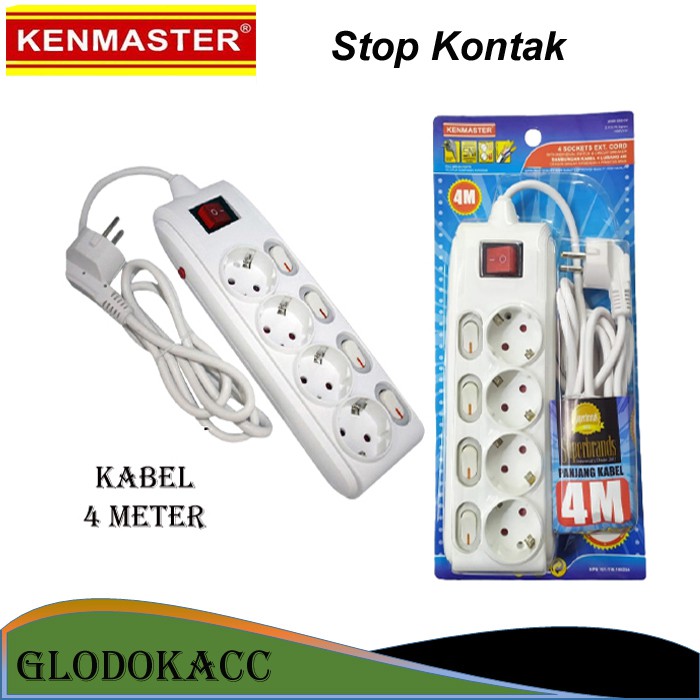 Stop Kontak 4 Lubang 4m / Kenmaster Terminal Colokan Listrik 4 Socket f1-44-4M