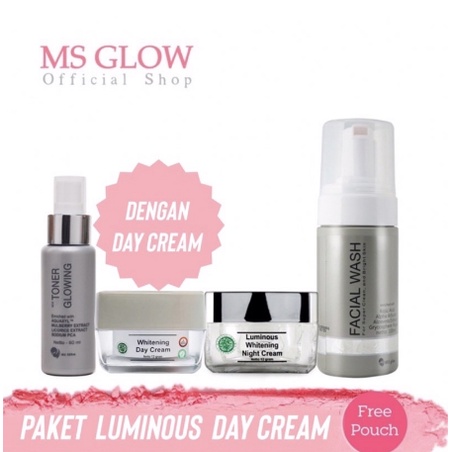 MS GLOW WHITENING PAKET WAJAH , LUMINOUS , ACNE , ULTIMATE, DAY CREAM, NIGHT CREAM, FACE WASH, TONER