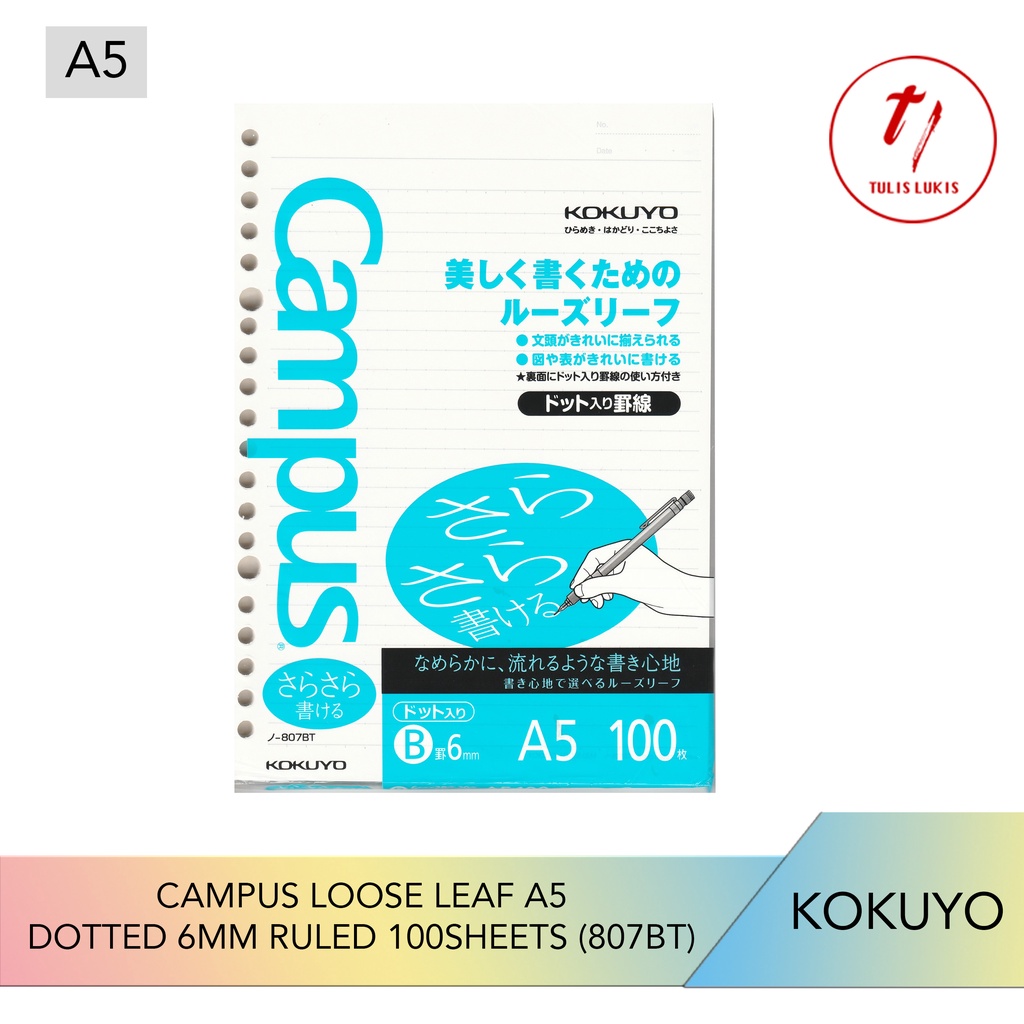 

Kokuyo Campus Loose Leaf A5 - dotted 6mm ruled (100 sheets) 807BT