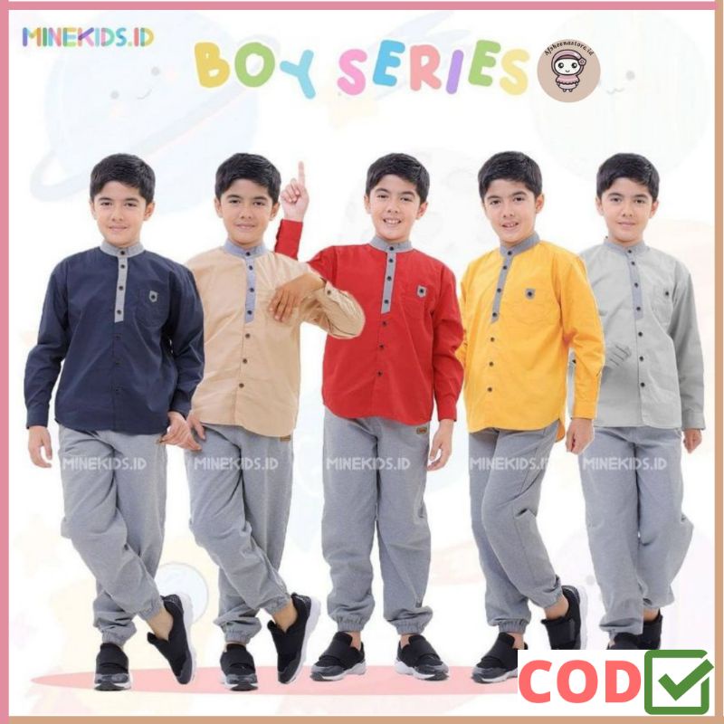 Afsheenastore Set Kemeja Anak Korean Casual/ Usia 4 Sampai 12 Tahun