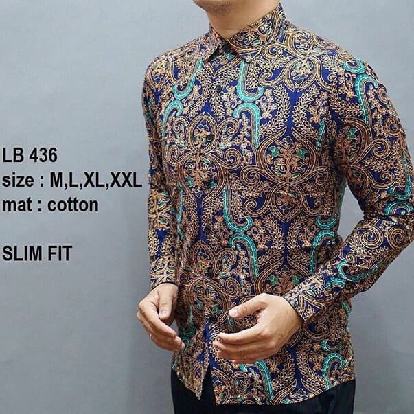 LB436 KEMEJA BATIK PRIA SLIM FIT MEWAH UNIK BAJU BATIK PRIA BEST SELLER