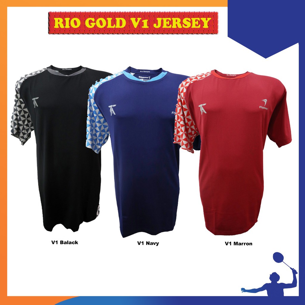 FLYPOWER RIO GOLD V1 JERSEY KAOS BADMINTON ORIGINAL