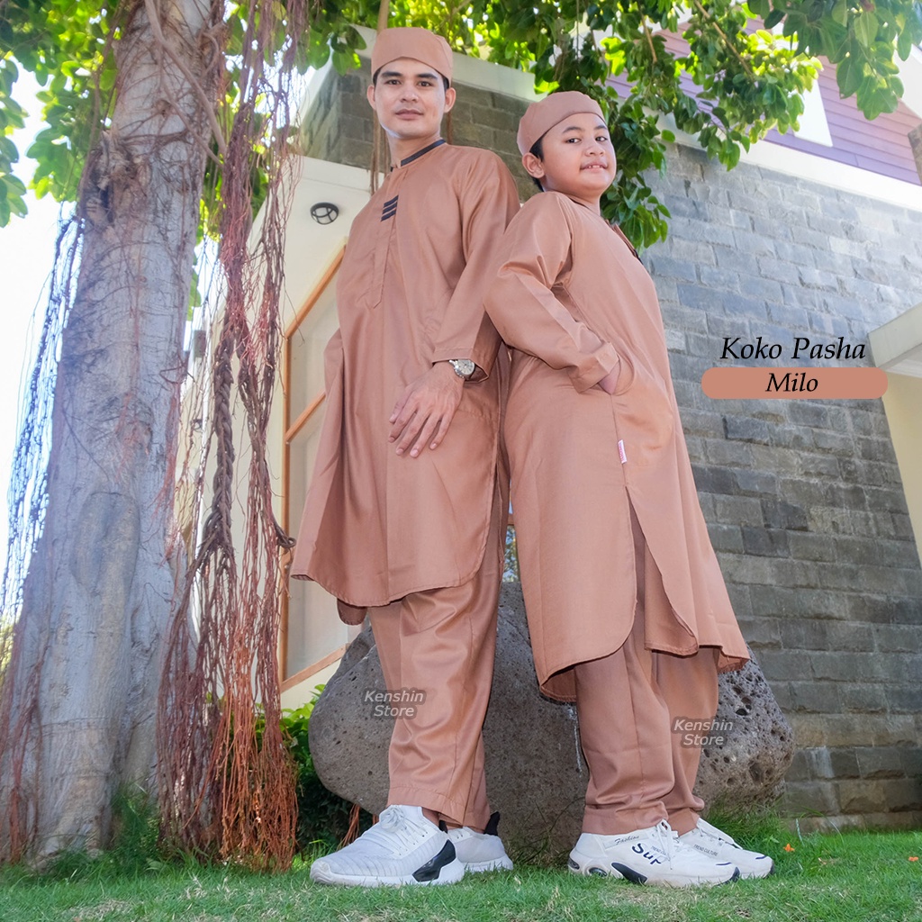 Setelan Baju Pria Koko Muslim Kurta Turki Remaja Dewasa Lengan Panjang PASHA