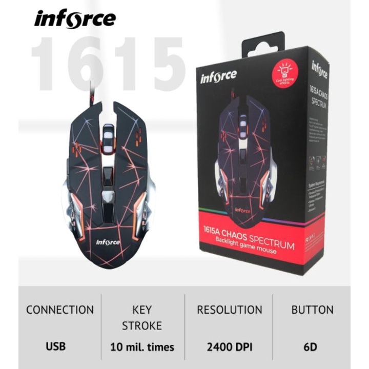 PAKET KEYBOARD MOUSE GAMING INFORCE KB1822 MOUSE MOUSE GAMING INFORCE 1602 KABEL