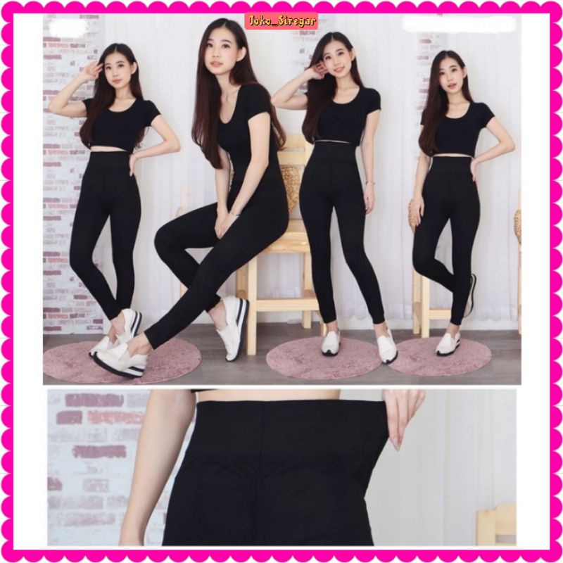 LEGGING POLOS PREMIUM / CELANA LEGGING HW IMPORT PREMIUM HITAM ALL SIZE SAMPAI JUMBO