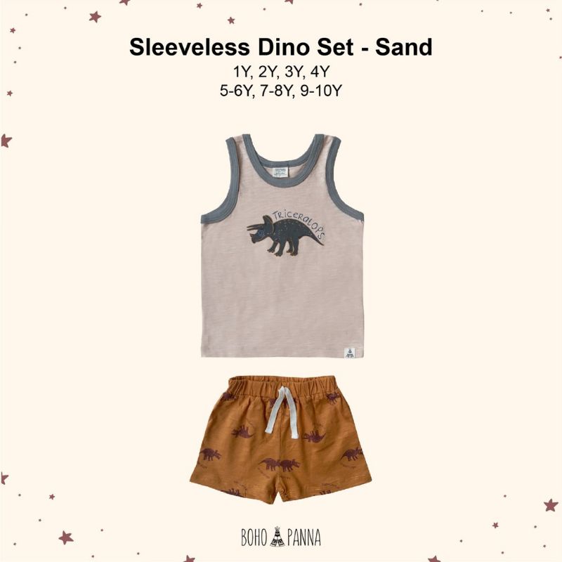 bohopanna sleevess Dino set top &amp; pants / setelan kutung anak motif Dino / set singlet bohopanna dino