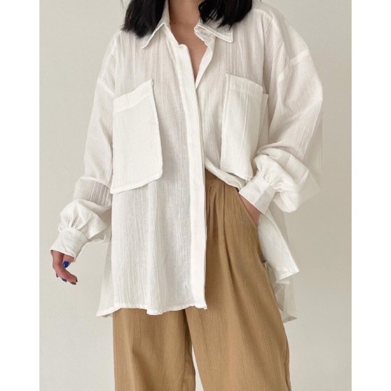 JC- NIKI Shirt 2001 / Gea Top / Kemeja Linen Crinkle / Kemeja Oversize Linen Crincle 2 Pocket / Kemeja Oversize Crincle Premium