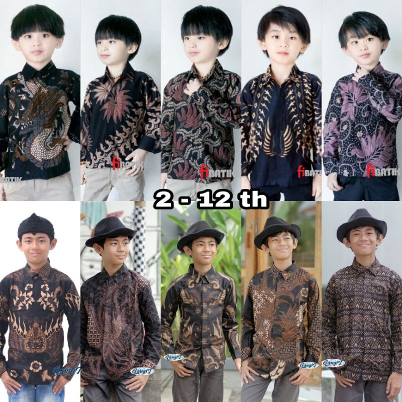 BAJU BATIK ANAK COWOK LENGAN PANJANG WARNA HITAM