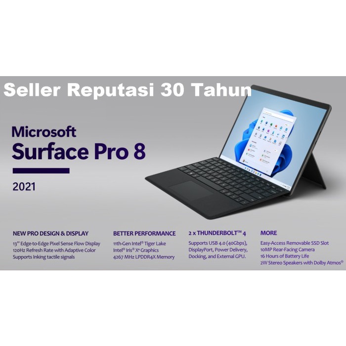 Laptop Microsoft Surface Pro 8 i7 gen 11 RAM16GB SSD 256GB