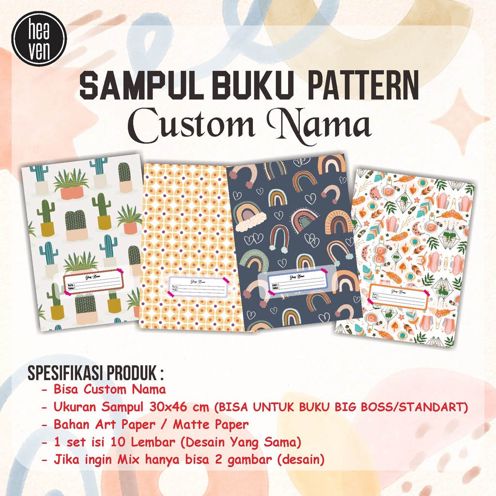 

Sampul Buku Tulis PATTERN - Sampul Buku Tulis AESTHETIC - CUSTOM nama