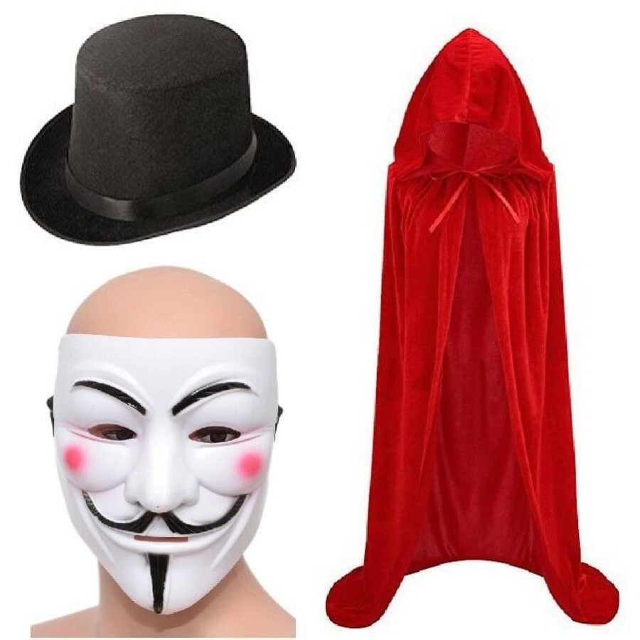 paket jubah topeng topi vendetta guy fawkes halloween