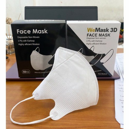 Masker Duckbill 3 Ply 1 Box Isi 50 Pcs Earloop Disposable Face Mask 3ply Warna Hitam / Putih