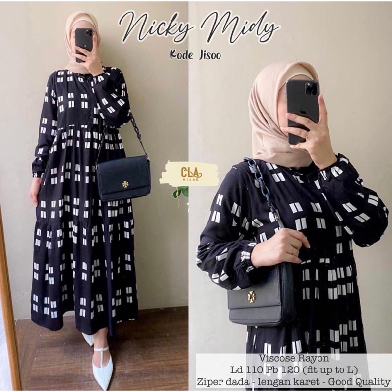 DRESS MIDI MOTIF RAYON PREMIUM KONVEKSIANA