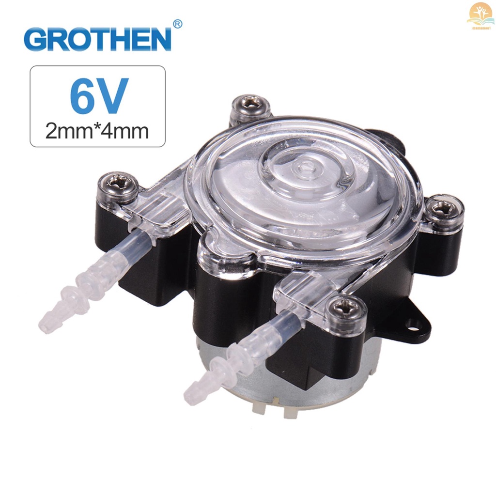 GROTHEN DC 6V DIY Dosing Pump Mini Peristaltic Dosing Head Self-Priming Function Large Flow 65ml/min for Aquarium Lab Chemical Analytical Water Liquid