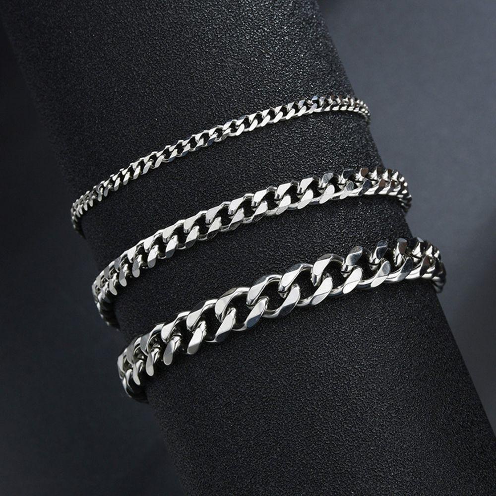 Preva 4/6 /8MM Gelang Tangan Stainless Steel Charms Pria Wanita Hip Hop Lapis Emas 18K