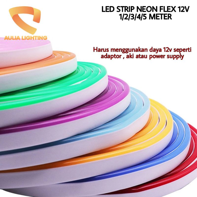 LAMPU LED NEON FLEX 12V 1M / 2M / 3M /4M / 5M FLEXIBLE HIAS ALIS DC HURUF TIMBUL DIY WATERPROOF IP67 LENTUR CAFE