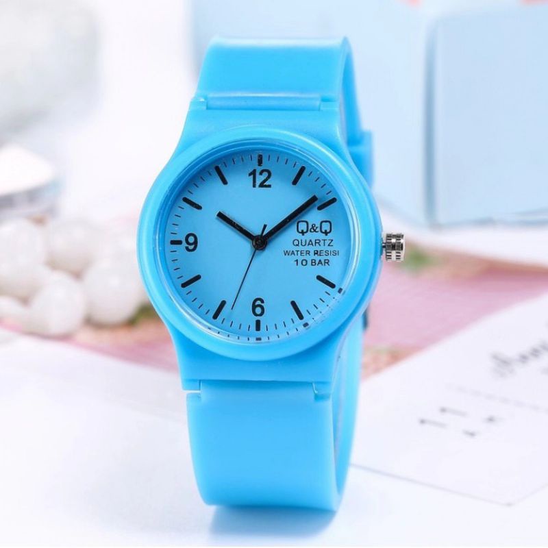 JAM TANGAN WANITA ANTI AIR JAM CEWEK WARNA-Biru muda