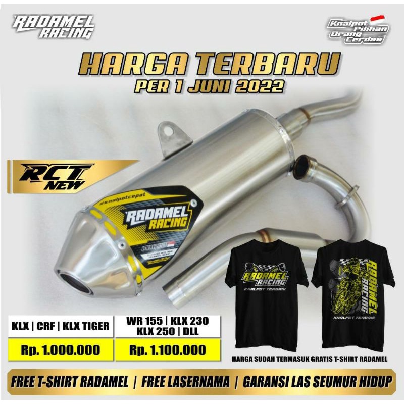 KNALPOT RADAMEL RACING type RCT #GRATISS BAJU New for KLX 150SERIES/ CRF150L