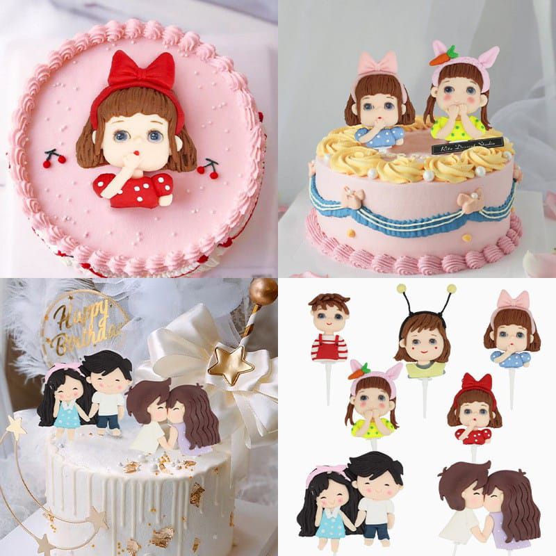 TOPPER HIASAN DEKORASI CAKE KUE ULANG TAHUN PESTA BENTUK ANAK LAKI GADIS PEREMPUAN BOY GIRL ELSA MER